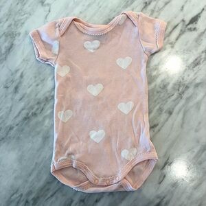 Petit Bateau Light Pink Heart Bodysuit